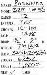 Browning	B25 1 of 50	12	gauge - 5 of 5