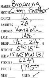 Browning	Citori Feather	16	gauge- 5 of 5