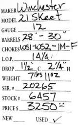 Winchester	21 Skeet	12	gauge- 5 of 5