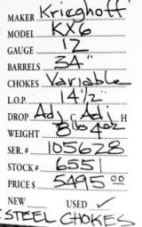 Krieghoff	KX6	12	gauge- 5 of 5