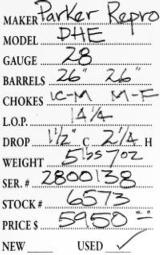 Parker Repro	DHE	28 gauge- 5 of 5