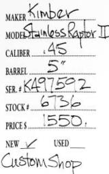 Kimber	Stainless Raptor II	.45acp- 4 of 4