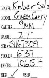 Kimber	Solo Crimson Carry	9mm- 4 of 4