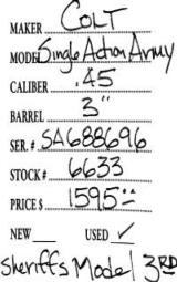 Colt	Single Action Army	.45 LC- 4 of 4