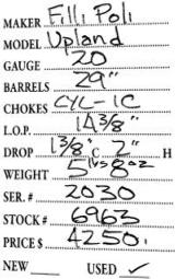 Filli Poli	Upland	20	gauge- 5 of 5