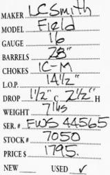 LC Smith	Field	16	gauge- 5 of 5