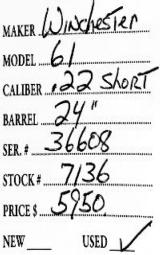 Winchester	61	.22 Short- 5 of 5