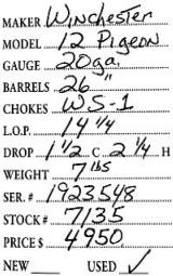 Winchester	12 Pigeon	20	gauge- 6 of 6