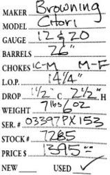 Browning	Citori	12-20 gauges- 5 of 5