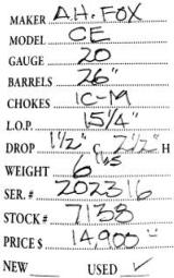 A. H. Fox	CE	20	gauge- 5 of 5