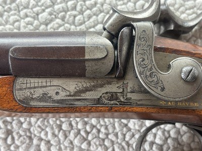 L. PEYROT PARIS (AU HAVRE) Fine French Percussion Double Shotgun – Circa 1855–1865 – Damascus Barrels – Exceptional Original Condition - Image 9 of 15