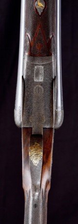 Superb C. Hunt & Co. Championship Pigeon Gun -12gawith case- An incredible gold inlaid high art Best Quality Sidelock! - 6 of 17