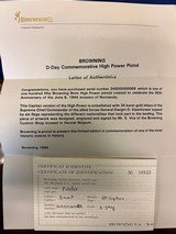 Browning D-Day Commemorative High Power Semi-Automatic Pistol with original case, pouch, paperwork- As new and unfired! - 5 of 6