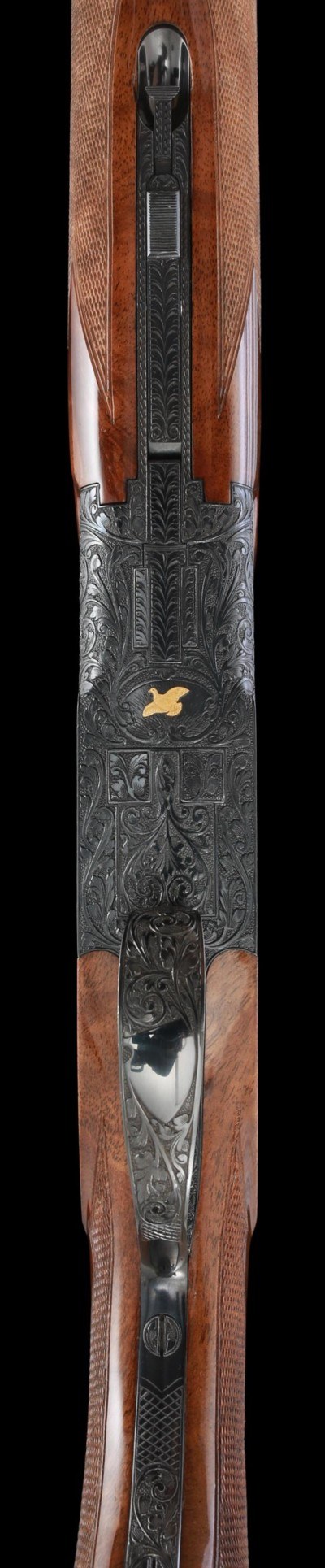 Truly exceptional all original J. Baerten engraved Browning Superposed Midas Grade 20ga Field Choked 2 brl set with case - Image 4 of 12