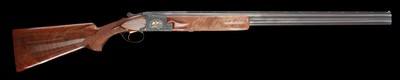 Truly exceptional all original J. Baerten engraved Browning Superposed Midas Grade 20ga Field Choked 2 brl set with case - Image 11 of 12
