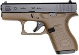 Glock 42 Slimline Subcompact Pistol UI4250201DE, 380 ACP, 3.25 in, FDE - 1 of 1