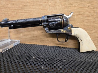 COLT SINGLE ACTION ARMY 3RD GEN 357 MAG ENGRAVED MAMMOTH IVORY GRIPS - Image 2 of 4