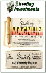 Weatherby 460 Wthy Magnum factory ammo 500 Round Nose - 1 of 1