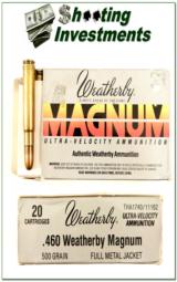Weatherby 460 Wthy Magnum factory ammo 500 Full Metal Jacket - 1 of 1