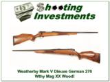 Weatherby Mark V Deluxe German 270 Wthy XX Wood! - 1 of 4