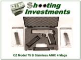 CZ 75 B 9mm Stainless as new in case with 4 magazines - 1 of 4