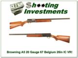 Browning A5 20 Gauge 67 Belgium VR 26in IC Exc Cond! - 1 of 4