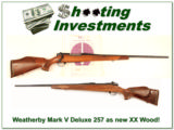 Weatherby Mark V Deluxe 257 Wthy Mag XX Wood as new! - 1 of 4
