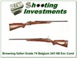 Browning Safari Grade 74 Belgium 243 HB Exc Cond! - 1 of 4