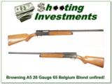 Browning A5 20 Gauge 65 Belgium Blond Unfired MINT! - 1 of 4