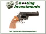 Colt Python 4in Polished Blue 357 Magnum Never Fired! - 1 of 4