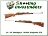 Remington 700 BDL factory engraved 270 Winchester! - 1 of 4