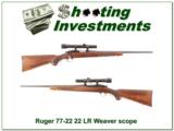Ruger 77/22 22LR rifle with period 3X Weaver scope! - 1 of 4