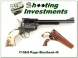 Ruger Blackhawk New Model 45 LC 7.5in Horn Grips and holster - 1 of 4