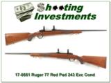 Ruger 77 243 Tang Safety Red Pad Exc Cond! - 1 of 4