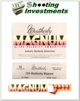 Weatherby factory box of 224 Wthy Mag Ammo 55 Grain - 1 of 1