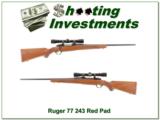 Ruger 77 Red Pad 243 with Redfield near NEW! - 1 of 4