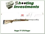 Ruger 77 Stainless Green Laminated 375 Ruger Guild Gun NIB - 1 of 4