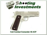 1975 Colt Combat Commander SATIN NICKEL 9mm Series 70 - 1 of 4