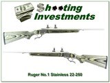 Ruger No.1 Stainless Laminate 22-250 Rem Exc Cond! - 1 of 4