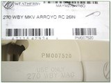 Weatherby Mark V Arroyo RC (Range Certified) 270 Wthy NIB - 4 of 4
