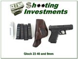 Glock 23 Gen 3 40 S&W with 9mm barrel, holster, 5 mags - 1 of 4