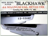 Ruger Blackhawk 44 Mag 7.5in NIB - 4 of 4