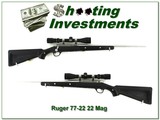 Ruger 77/22 22 Magnum Stainless Skeleton Zytel stock Exc Cond!