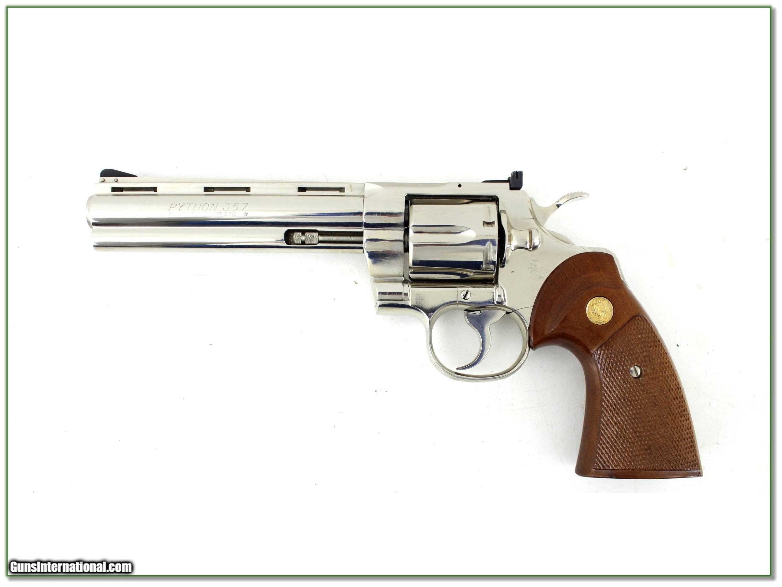 Colt Python 1975 made 6in Polished Nickel top condition!