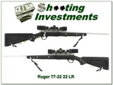 Ruger 77/22 22 LR RARE Skeleton Zytel stock green inserts 2-7 Burris scope! - 1 of 4