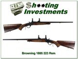 Browning 1885 Low Wall in 223 Rem XX Wood Exc Cond!
