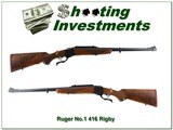 Ruger No.1 Tropical early Red Pad in 416 Rigby XX Wood! - 1 of 4