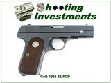 Colt 1903 Hammerless 32 ACP 4” Pistol 1930s Made - 1 of 4