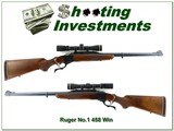 Ruger No. 1 Tropical 458 Win Mag 24” w Leupold VX III 1.75-6x32mm - 1 of 4