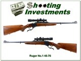 Ruger No. 1 Tropical 45-70 Red Pad Pre Warning 22” 1970 Early w Weaver Scope